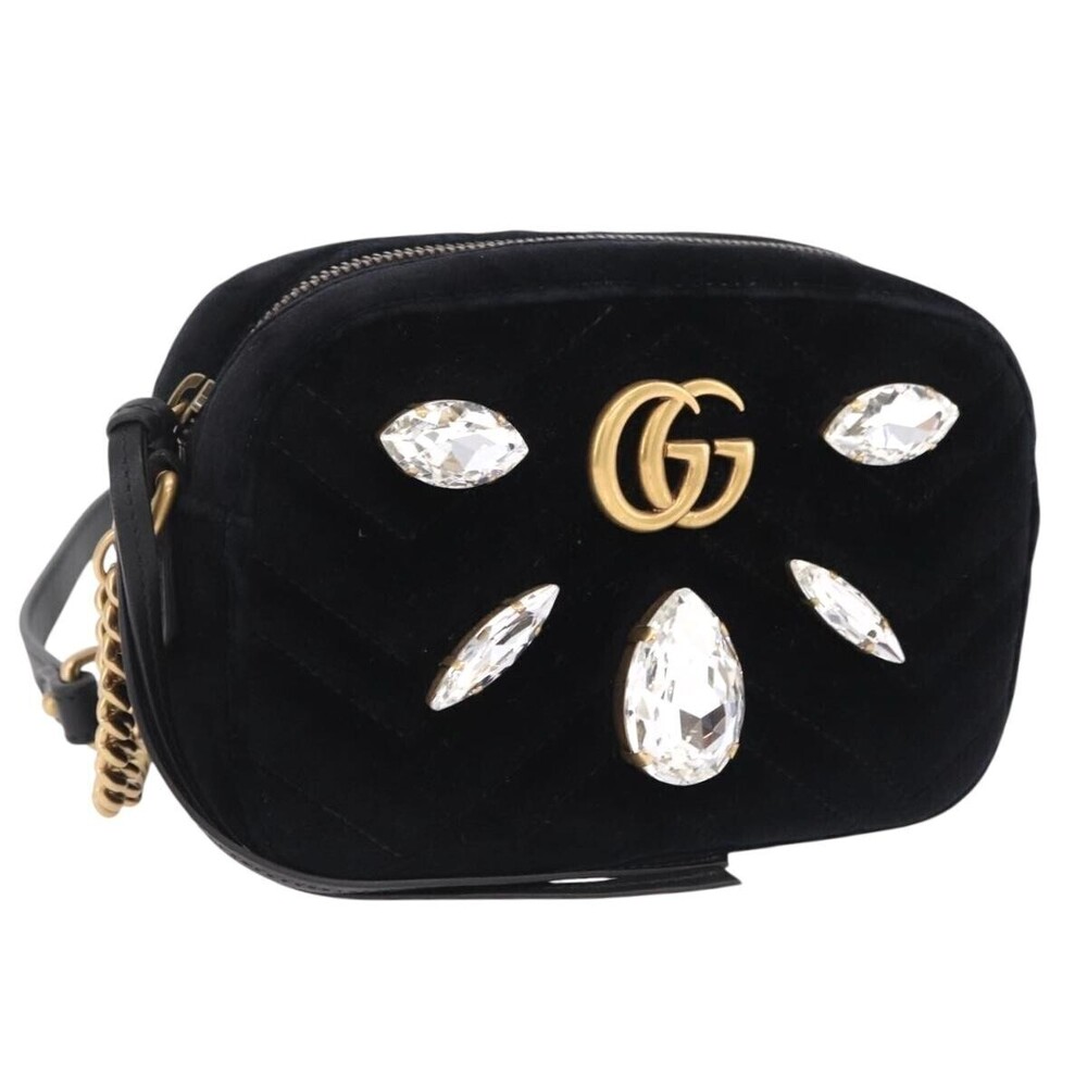Gucci GG Marmont Crystal Embellished Matelasse Velvet Mini